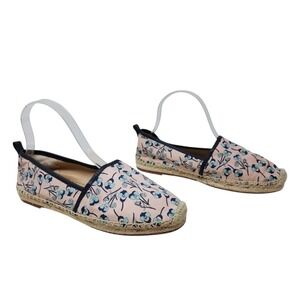 Antonio Melani Espadrille Flats 8.5M Womens Pink Blue Floral Leather Trim Shoes